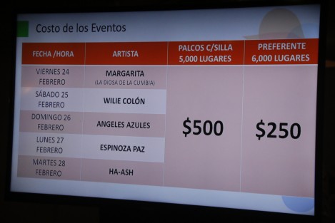 El presidente del comité del carnaval de Veracruz, Luis Antonio Pérez Fraga, anunció que los lugares preferenciales para los eventos masivos de esta fiesta tendrán un costo de 500 y 250 pesos. 