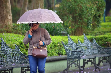 El frío y la lluvia que aqueja a la ciudad  obligó a los capitalinos a sacar sombrillas y chamarras para resguardarse de las inclemencias, ya que las temperaturas fueron especialmente bajas este día. 