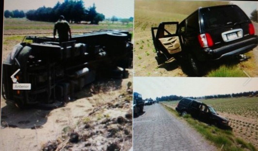 8 militares resultaron lesionados al ser volcada la unidad en que viajaban en Cuesta Blanca, municipio de Palmar de Bravo, Puebla, por hutlacocheros, al ser sorprendidos cuando fueron intervenidos por la ordeña de ductos. 