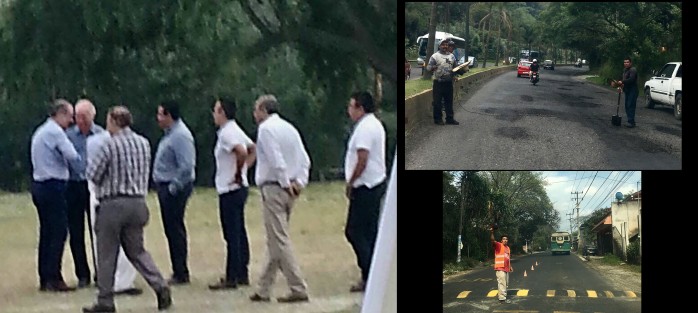 Mientras el titular de la SIOP anda por las nubes,en la tierra,veracruzanos de a pie le hacen la chamba,tapándole los boquetes. Fotos: Redes Sociales /  