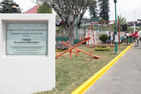 Plazuela Zaragoza, una de las áreas verdes del Centro de Xalapa recién rehabilitadas con apoyo de la SEDATU. 
