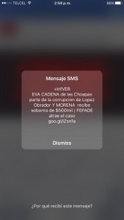 Arrecia el bombardeo de lodo con cargo a los impuestos ciudadanos. Comienzan a circular la propaganda para desprestigiar al oponente. Este jueves decenas de personas están recibiendo este mensaje patrocinado por...¿?.