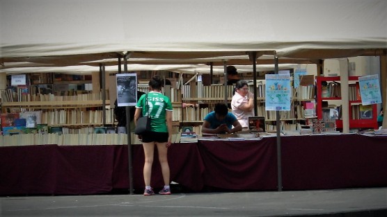 Libros calientitos en la Plaza Lerdo, no por recién salidos, sino por lo asoleados. 