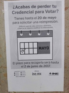 Hasta este 20 de mayo se podrá realizar el trámite de reposición de credencial de elector, pero sólo en caso de robo, extravío o deterioro. Acuda a su módulo. 