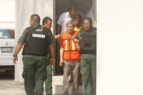 El líder del sindicato nacional de TAMSA <em>Unidad y Progreso</em>, Pascual Lagunes Ochoa, acudió a los juzgados donde se llevará una audiencia para determinar si es factible cambiar las medidas cuatelares en el proceso que se le instruye por el delito de homicidio.