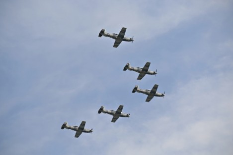 Por parte del contingente de la SEDENA, participaron aeronaves, vehículos todoterreno y elementos de infantería. 