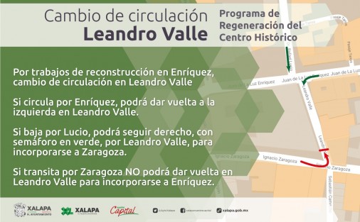 Este miércoles, cambia sentido de circulación vehicular en Leandro Valle. 