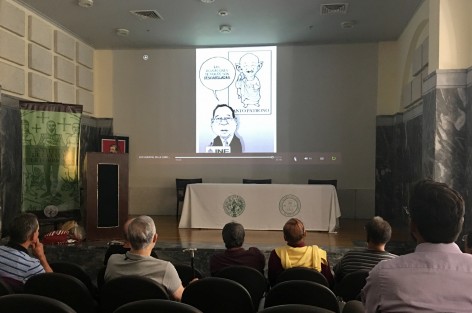 Se proyectó el videodocumental realizado por Paco Baca, <em>200 años de caricatura en México</em>. 