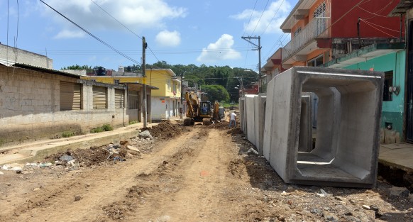 Así lucen los avances de la construcción de drenaje pluvial <em>División del  Norte 3ra etapa</em> el cual evitará inundaciones en la zona de colonia el Moral y su alrededores.
