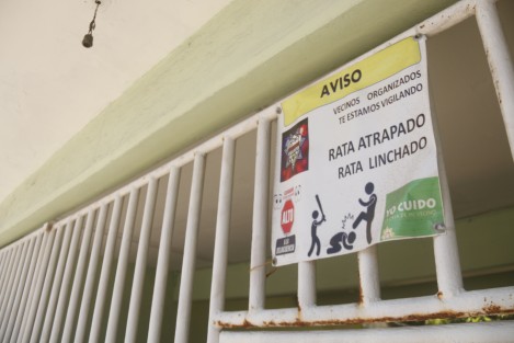 <em>Rata Atrapado, Rata Linchado</em>, se puede leer en las lonas. El conjunto habitacional se encuentra a un par de cuadras de la base de la Policía Naval Veracruz- Boca del Río y la decisión vecinal se tomó debido al hartazgo que ha provocado los constantes robos.
