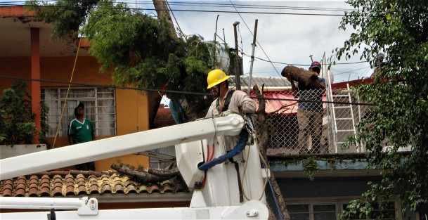En Xalapa, tras el paso de Franklin se procedió a reparar los daños causados principalmente por los fuertes vientos.