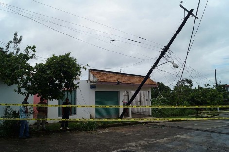 El saldo por el paso del huracán Franklin en Tlapacoyan, Ver. fueron casas destechadas, postes y árboles derribados, así como espectaculares y la mayor parte de la producción platanera destruida por los fuertes vientos, afortunadamente este meteoro no cobró vidas humanas.