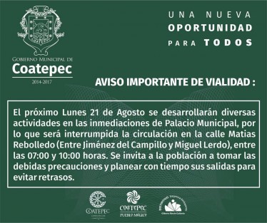 Atención coatepecanos. 