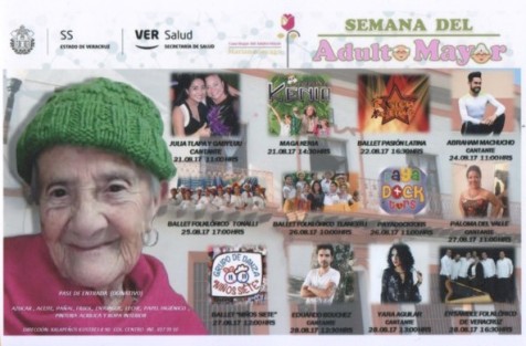 La Casa Hogar del Adulto Mayor, Mariana Sayago, invita a todos los xalapeños a acompañar a los residentes durante las presentaciones de grupos artísticos para festejar la Semana del Adulto Mayor, llevando como pase de entrada, algún donativo en especie. 