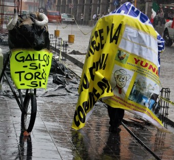 Miles de aficionados a las peleas de gallos y a la tauromaquia en Veracruz y otros estados, marcharon desde el Teatro del Estado hasta el centro de la ciudad, para dialogar con autoridades de gobierno, luego de que el gobernador Miguel Ángel Yunes, vetara la reforma que volvía a permitir vaquilladas y peleas de gallos en el estado. 
