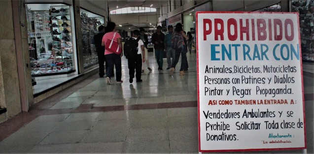 Mensaje de la administración del Pasaje Tanos. 