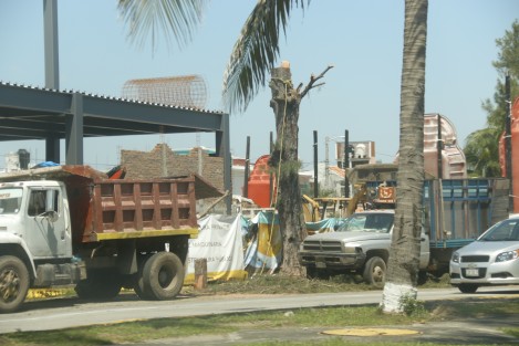 Pese a las muestras que el planeta está dando sobre los efectos del cambio climático, una empresa constructora taló un par de pinos sobre el bulevar Ruiz Cortines, justo a la entrada donde se construye un restaurante. El negocio sigue siendo primero.