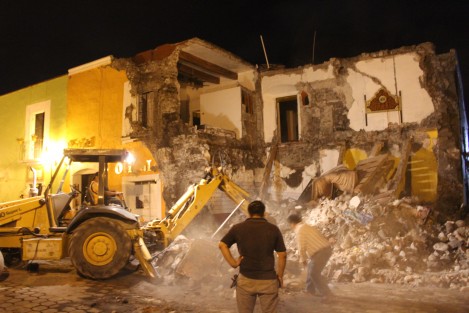 Diversos edificios afectados en el centro histórico de Atlixco, Puebla, por el sismo de 7.1 grados registrado este martes 19 de septiembre. 