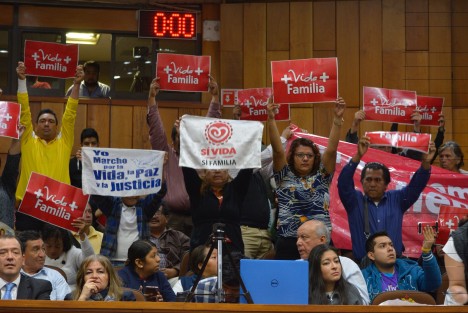 Grupos antiaborto estuvieron presentes durante la sesión del Congreso en donde se  declaró improcedente la iniciativa con proyecto de decreto  que planteaba ampliar las causales para el aborto.