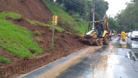 Un deslave en la avenida Murillo Vidal, ocasionado por las lluvias que desde la madrugada reblandecieron la tierra, obstaculizó el uso de un carril sobre esta importante arteria de la ciudad capital. 