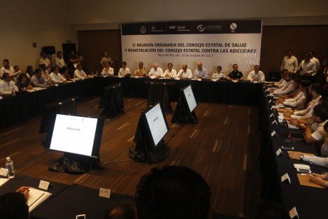  El gobernador del estado, Miguel Ángel Yunes Linares, inauguró los trabajos de la 3a Reunión Ordinaria del Consejo Estatal de Salud y Reinstalación del Consejo Estatal Contra las Adicciones. Le acompañó el titular del Consejo Nacional Contra las Adicciones, Manuel Mondragón y Kalb.