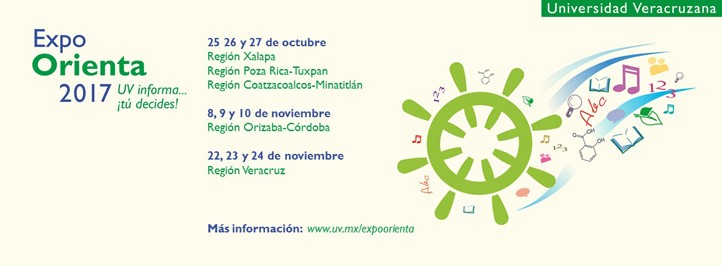 UV realizará Expo Orienta 2017 en las cinco regiones donde tiene presencia para promover los programas educativos de licenciatura y de TSU que ofrece la institución en diversas ciudades de la entidad. En Xalapa se realizará del 25 al 27 de octubre en el Gimnasio Universitario.
