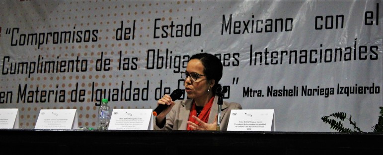 En el auditorio del Congreso se impartió la conferencia magistral: Compromisos del Estado Mexicano con el cumplimiento de las obligaciones internacionales en materia de igualdad de género, impartida por la maestra Nasheli Noriega Izquierdo.  
