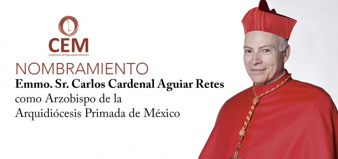 El Papa Francisco ha aceptado la renuncia al oficio de Arzobispo de la Arquidiócesis Primada de México, de Norberto Cardenal Rivera Carrera, y nombró en su lugar a  Carlos Cardenal Aguiar Retes. 
