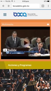 Además de algunas fotografías de paisajes, en el portal del Ayuntamiento de Boca del Río se puede ver un video del actual alcalde cuando fungía como diputado federal, en donde se promociona al mismo tiempo al PAN. 