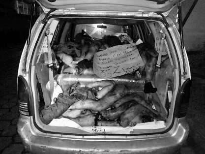 9 cuerpos mutilados aparecieron la  noche de este sábado en la zona de El Tejar, en Xalapa. Fueron abandonados a bordo de una camioneta con varios mensajes en cartulinas.