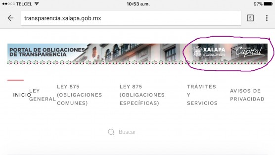 En el caso del Ayuntamiento de Xalapa, el portal de Transparencia activado es el de la administración anterior, incluso los logos de Nuestra Capital permanecen en el mismo.