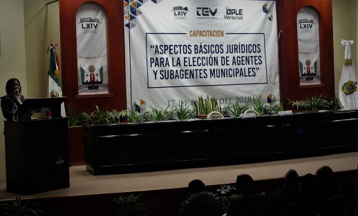 En el auditorio del Congreso del Estado se impartió el curso de capacitación <em>Aspectos Básicos Jurídicos para la Elección de Agentes y Subagentes Municipales</em>, organizado por el Congreso del Estado, el Tribunal Electoral del Estado de Veracruz (TEV) y el Organismo Público Local Electoral (OPLE). 