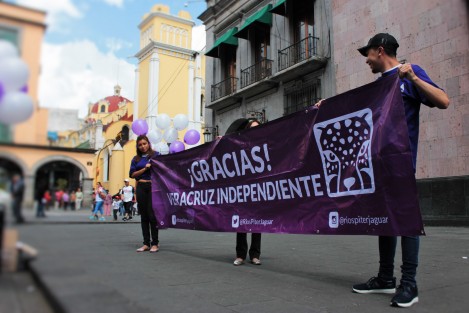 En el penúltimo día en que aspirantes a candidatos independientes a la presidencia de México pueden colectar firmas de apoyo, en el centro de Xalapa, Ver. se vio a los equipos de Marichuy y de Armando Ríos Pitter. 