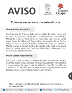 Algunas de las colonias que no contarán con agua el próximo jueves.