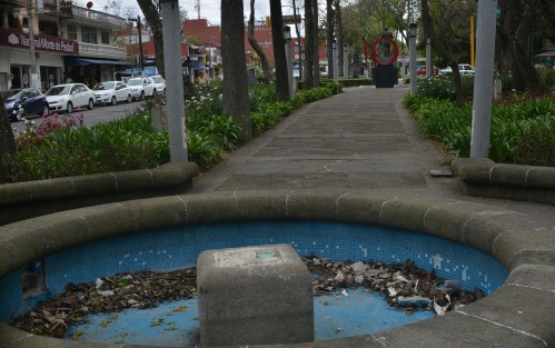 En pésimas condiciones luce el Paseo de los Xalapeños Ilustres, así como el resto de los camellones de la avenida Xalapa.  Las fuentes y jardines lucen deterioradas y abandonadas desde hace ya varios meses. 