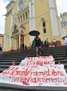 Rigoberto Suárez - Wendy López, de la Red de Mujeres Trabajando por Veracruz, quien realizó un plantón en las escalinatas de la Catedral de Xalapa, expresó que este Día Internacional de la Mujer, no es una fecha para celebrar, ya que Veracruz ocupa el segundo lugar en feminicidios. 
