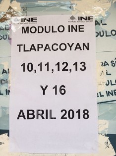 Regresa módulo del INE a Tlapacoyan para hacer entrega de credenciales.
