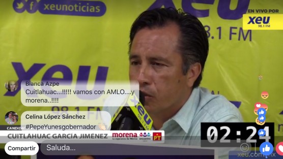 Cuitláhuac García no superó su inexperiencia en oratoria y dedicó mucho tiempo a cuestionar acciones de la actual administración y del hijo del Gobernador, no concretando muchas propuestas. Cuestionó a Yunes Márquez el porqué no han aplicado (el gobierno del cambio) las soluciones a problemas que tanto presumen.  