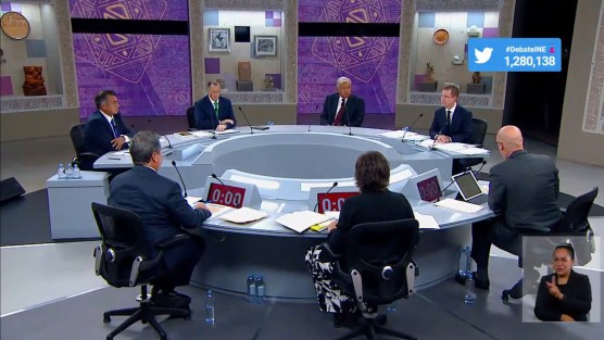 En Mérida, Yucatán se llevó a cabo el tercer debate entre los candidatos presidenciales, en el cual se abordaron temas como crecimiento económico, pobreza, educación, ciencia y tecnología, desarrollo sustentable, entre otros relacionados. TELE FOTO