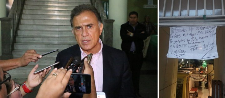 El gobernador de Veracruz, Miguel Ángel Yunes Linares, en entrevista afirmó que se reforzará la seguridad en los mercados de la ciudad de Xalapa; esto como consecuencia  de un ejecutado en días  pasados,  y la aparición de una manta en el mercado Jáuregui. 