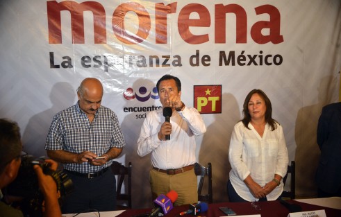 En conferencia de prensa, en conocido hotel del centro de la ciudad de Xalapa el candidato a la gubernatura  Cuitláhuac García se dijo ganador de la contienda electoral luego de que varias encuestas de salida asi lo perfilan.