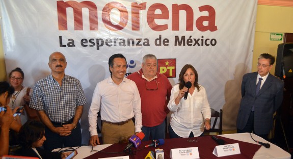 En conferencia de prensa en conocido hotel del centro de la ciudad de Xalapa el candidato a la gubernatura  Cuitlahuac Garcia se dijo ganador de la contienda electoral luego de que varias encuestas de salida asi lo perfilan.