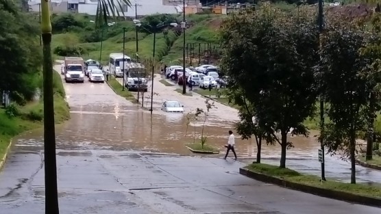 Producto de las lluvias intensas registradas la tarde de este miércoles, con una acumulación de 46.8 milímetros, informes preliminares de la Dirección de Protección Civil de Xalapa registran 17 colonias con encharcamientos e inundaciones