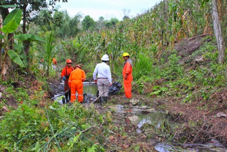 Otra fuga de hidrocarburo se registró en la comunidad Gustavo Díaz Ordaz, de la colonia 3 de Mayo, perteneciente al municipio de Papantla, contaminado una extensión de un terreno particular. 