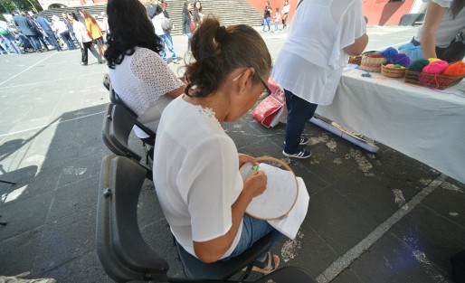 Para conmemorar el Día internacional  del Desaparecido, integrantes del Colectivo por la Paz Xalapa, organizaron en Plaza Lerdo Bordados por la paz, con el nombre de los desaparecidos en el Estado.
