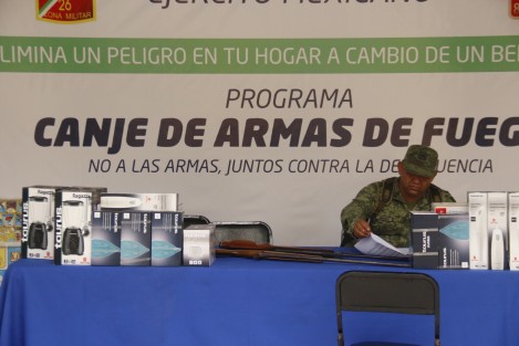 El cambio de armas de fuego por electrodomésticos, forma parte del programa de la SEDENA Canjes de Armas de Fuego, que concluye el 12 de septiembre.