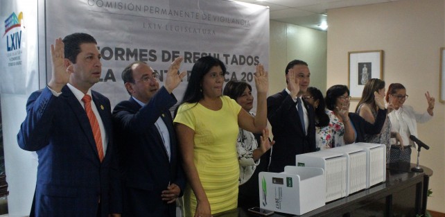 Diputados de la Comisión Permanente de Vigilancia del Congreso del Estado recibieron  del Órgano de Fiscalización Superior del Estado (ORFIS), los Informes de Resultados de la Cuenta Pública 2017.