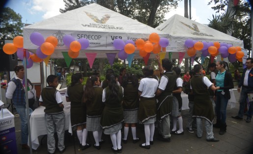 En el parque Juárez de la ciudad de Xalapa,  varias dependencias de gobierno realizaron un festival para conmemorar con retraso el Día Internacional de la niña, que se celebró el 11 de octubre.  