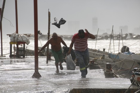 Afectaciones por las de viento con rachas de hasta 130 k/h, se registran en la conurbación Veracruz -Boca del Río. Derribo de luminarias y árboles, entre otras. 
