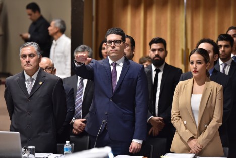 Como parte de la Glosa del Segundo Informe de Gobierno iniciaron las comparecencias de los secretarios, en el Congreso del Estado, con la presencia del titular de la Secretaría de Protección Civil (SPC), Juan Carlos Saldaña Morán. 